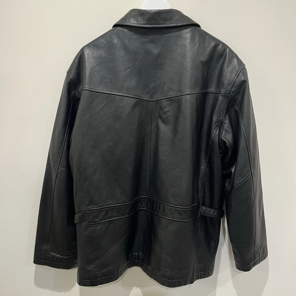 Vintage‎ Wilsons M Julian Leather Jacket Mens Large Black Full Zip Quilted Lined